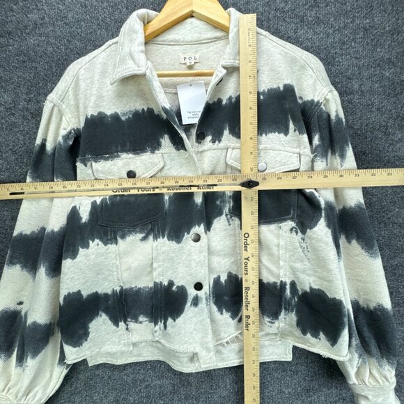 POL Knit Jacket Womens Small Swish‎ Splash Tie Dye Boxy Raw Front Hem Oversized - Picture 9 of 12